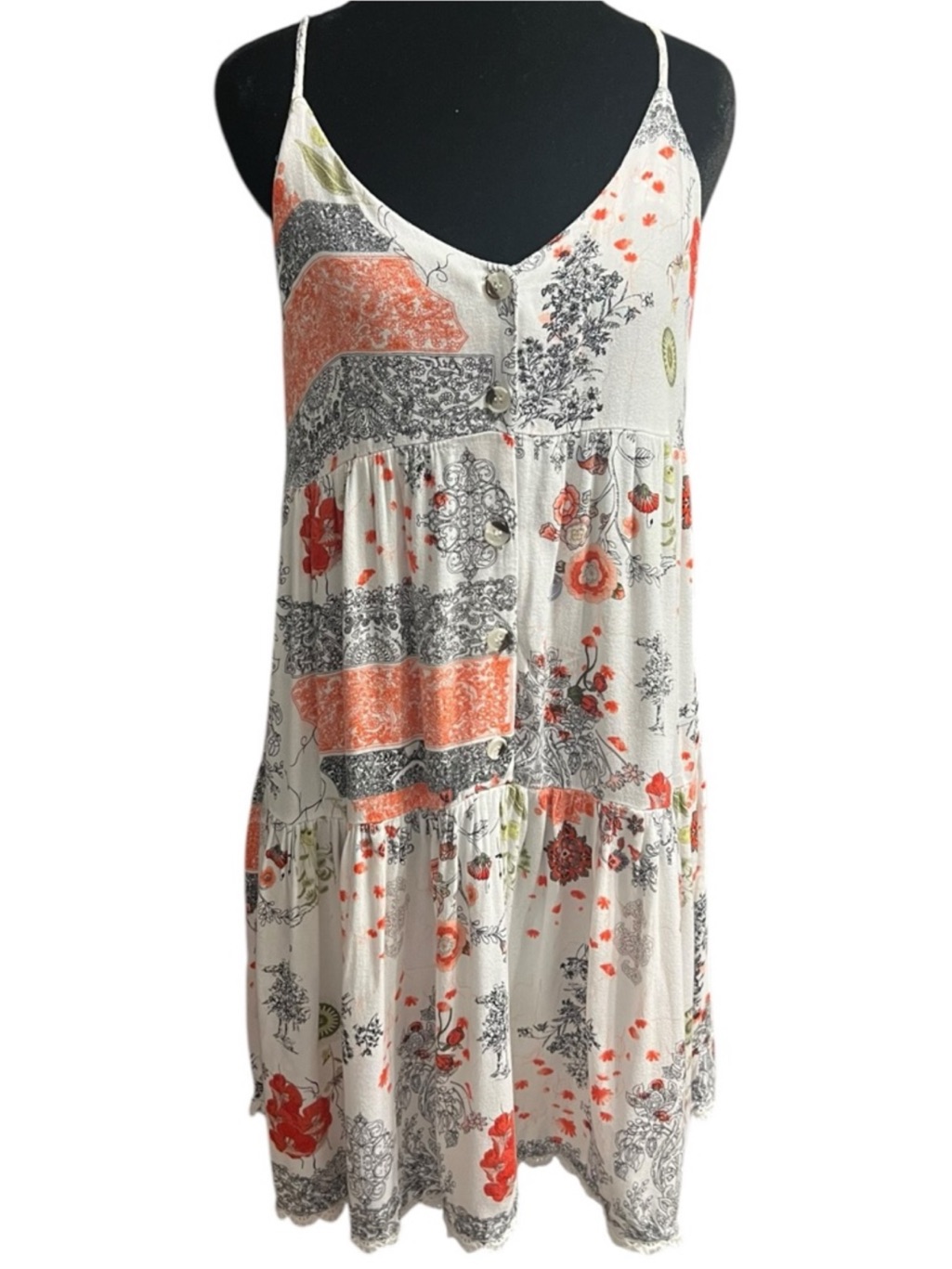 Chelsea & Violet Mini Dress Xs White Orange Floral